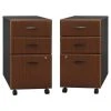 Home Square 3 Drawer Wood Mobile Filing Cabinet Set In Hansen Cherry (Set Of 2)