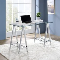 Office Star Products Middleton Desk With Clear Glass Top And Chrome Base -Boraam Industries Shop 5ea14f1b00ede2fe 2168 w800 h800 b0 p0