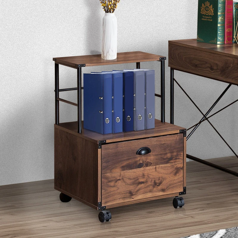 AGH Deco Brunei Mobile Lateral File Cabinet, Walnut Wood Grain 8 AGH Deco Brunei Mobile Lateral File Cabinet, Walnut Wood Grain - Image 6