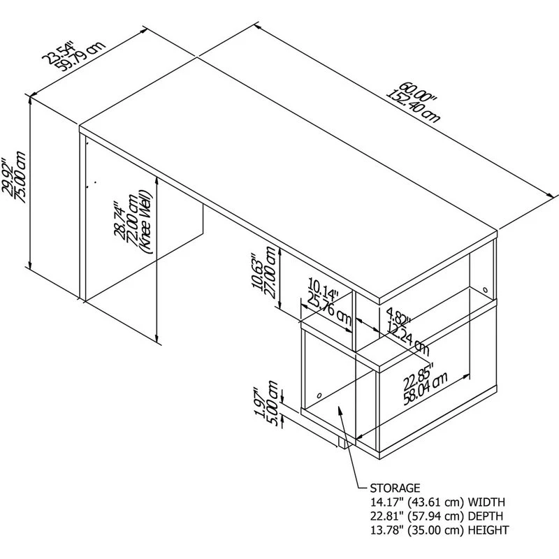 Kathy Ireland Home By Bush Furniture Madison Avenue 60W Writing Desk With Storage In Modern Walnut - Engineered Wood 8 Kathy Ireland Home By Bush Furniture Madison Avenue 60W Writing Desk With Storage In Modern Walnut - Engineered Wood - Image 6