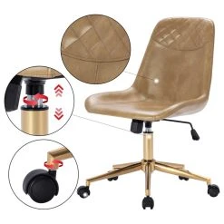 Duhome Elegant Lifestyle Faux Leather Golden Base Swivel Desk Chair, Camel -Boraam Industries Shop 6041bb7b003867df 1927 w800 h800 b1 p0