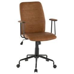 Lumisource Fredrick Contemporary Office Chair In Brown Faux Leather