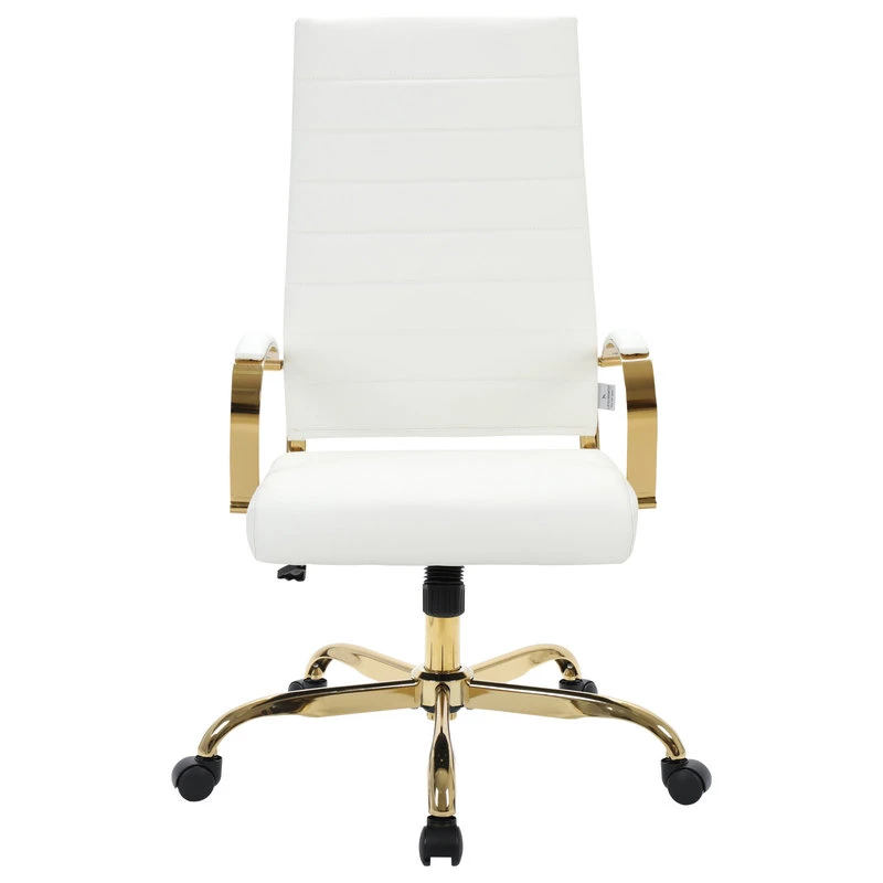 Leisuremod Benmar High-Back Mid Century Modern Leather Office Chair Gold Frame, 5 Leisuremod Benmar High-Back Mid Century Modern Leather Office Chair Gold Frame, - Image 3