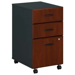 EFurnish Filing Cabinet, Mobile Design With 3 Lockable Drawers, Hansen Cherry/Galaxy