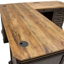 Martin Furniture Executve L-Desk And Return With Solid Wood Plank Tops, Fully Assembled, Brown -Boraam Industries Shop 63116a3b00b951da 1091 w800 h800 b0 p0