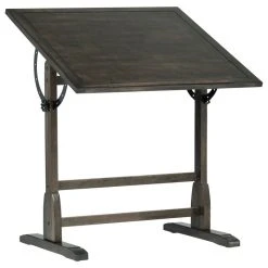 Studio Designs Vintage Solid Wood Drawing, Drafting Table With 36"Tilting Top-Distressed Black