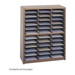 Safco Products Safco 36 Compartment Value Sorter Metal File Organizer In Medium Oak