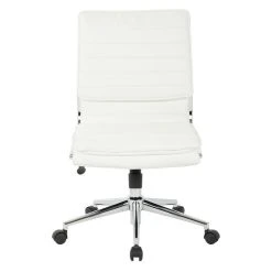 Office Star Products Armless Mid Back Manager's Faux Leather Chair In White With Chrome Base -Boraam Industries Shop 65915c2e014963d5 9196 w800 h800 b1 p0