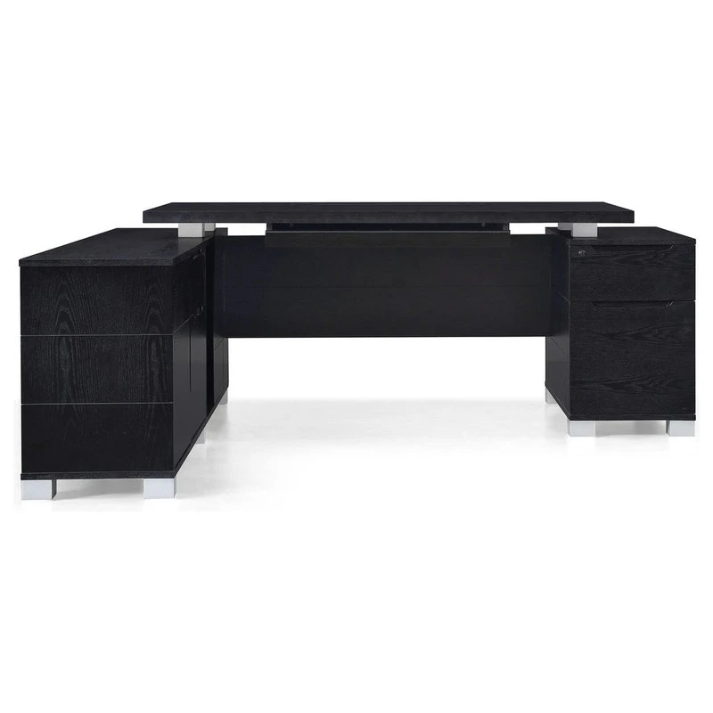 Zuri Furniture 79” Ford Black Oak Wood Desk Left Return Letter/Legal Filing Drawers/Storage 5 Zuri Furniture 79” Ford Black Oak Wood Desk Left Return Letter/Legal Filing Drawers/Storage - Image 3