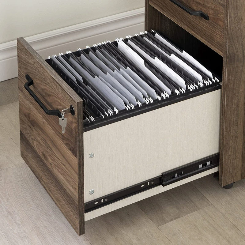 Decor Love Mobile File Cabinet, Lockable Design With Drawers & Metal Pulls, Natural Walnut 6 Decor Love Mobile File Cabinet, Lockable Design With Drawers & Metal Pulls, Natural Walnut - Image 4