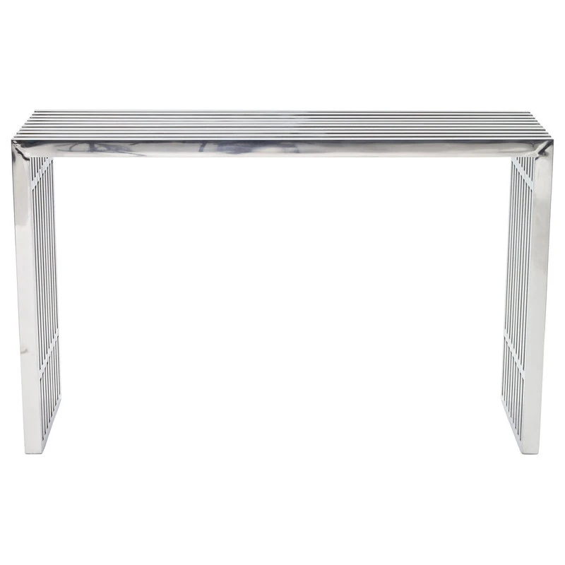 LexMod Gridiron Stainless Steel Console Table, Silver 3 LexMod Gridiron Stainless Steel Console Table, Silver