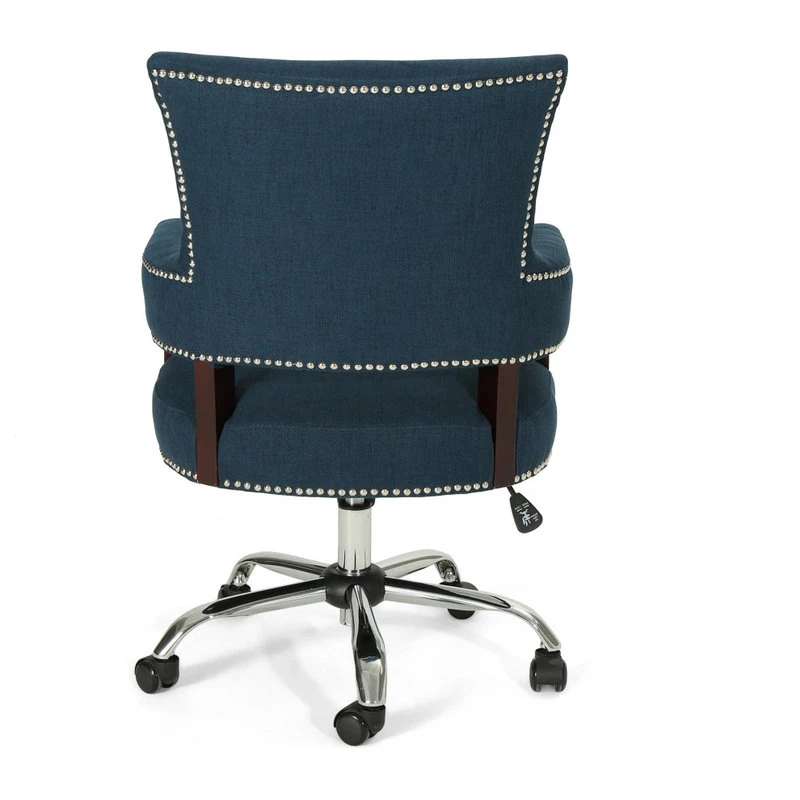 GDFStudio GDF Studio May Traditional Home Office Chair, Navy Blue/Chrome 8 GDFStudio GDF Studio May Traditional Home Office Chair, Navy Blue/Chrome - Image 6