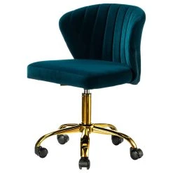 Karat Home Swivel Task Chair With Tufted Back, Teal
