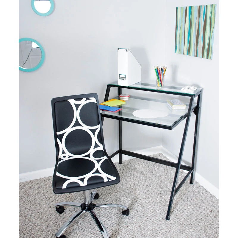 LumiSource 2-Tier Desk, Black And Clear 6 LumiSource 2-Tier Desk, Black And Clear - Image 4