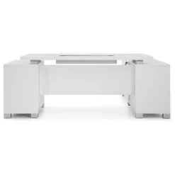 Zuri Furniture 79” Modern Ford White Matte Lacquer Desk Left Return Letter/Legal Filing Drawers