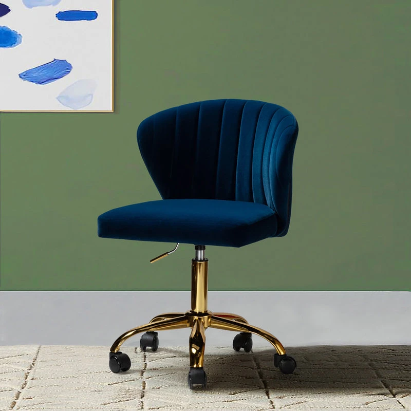 Karat Home Swivel Task Chair With Tufted Back, Navy 4 Karat Home Swivel Task Chair With Tufted Back, Navy - Image 2
