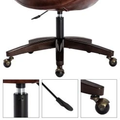 Duhome Elegant Lifestyle Mid-Century Button Tufted Faux Leather Rolling Chair, Dark Brown -Boraam Industries Shop 69819a8f003f027d 7529 w800 h800 b1 p0