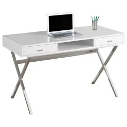 Monarch Computer Desk Home Office Laptop 48"L Work Metal Glossy White