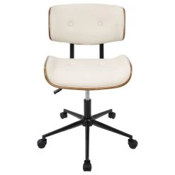 Lumisource Lombardi Mid-Century Modern Adjustable Office Chair With Swivel, Walnut/Cream -Boraam Industries Shop 6ad1866402957ab3 5671 w800 h800 b1 p0