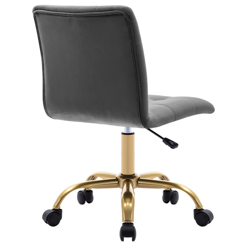 Duhome Elegant Lifestyle Square Tufted Desk Rolling Chair, Grey-Velvet 8 Duhome Elegant Lifestyle Square Tufted Desk Rolling Chair, Grey-Velvet - Image 6