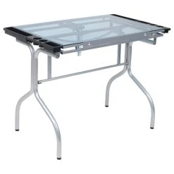 Studio Designs Folding Craft Station, Silver And Blue Glass