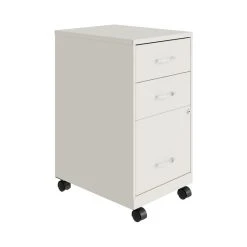 Hirsh Industries LLC Space Solutions 18in 3 Drawer Metal Mobile Cabinet Ball Bearing Slide White