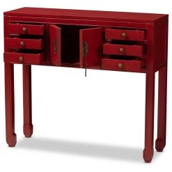 Baxton Studio Melodie Red Wood Bronze Accents 6-Drawer Console Table -Boraam Industries Shop 6e51df430b294de9 0467 w800 h800 b1 p0