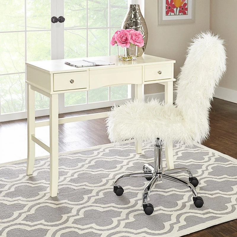 Linon Home Decor Products Linon Faux Flokati Armless Office Chair With White Finish 558255CHRM01 5 Linon Home Decor Products Linon Faux Flokati Armless Office Chair With White Finish 558255CHRM01 - Image 3