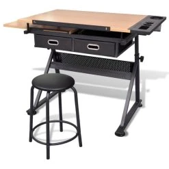 Vida XL International B.V. VidaXL Adjustable Drawing Table With Stool 2 Drawers Tiltable Work Station -Boraam Industries Shop 713148ab0ec74977 4915 w800 h800 b1 p0