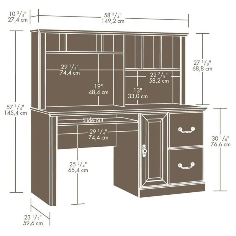 Pemberly Row Wood Computer Desk With Hutch In Carolina Oak 5 Pemberly Row Wood Computer Desk With Hutch In Carolina Oak - Image 3