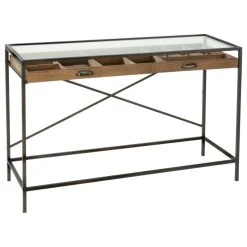 Tripar Interantional, Inc Glass Top Console Table With 1 Wooden Drawer