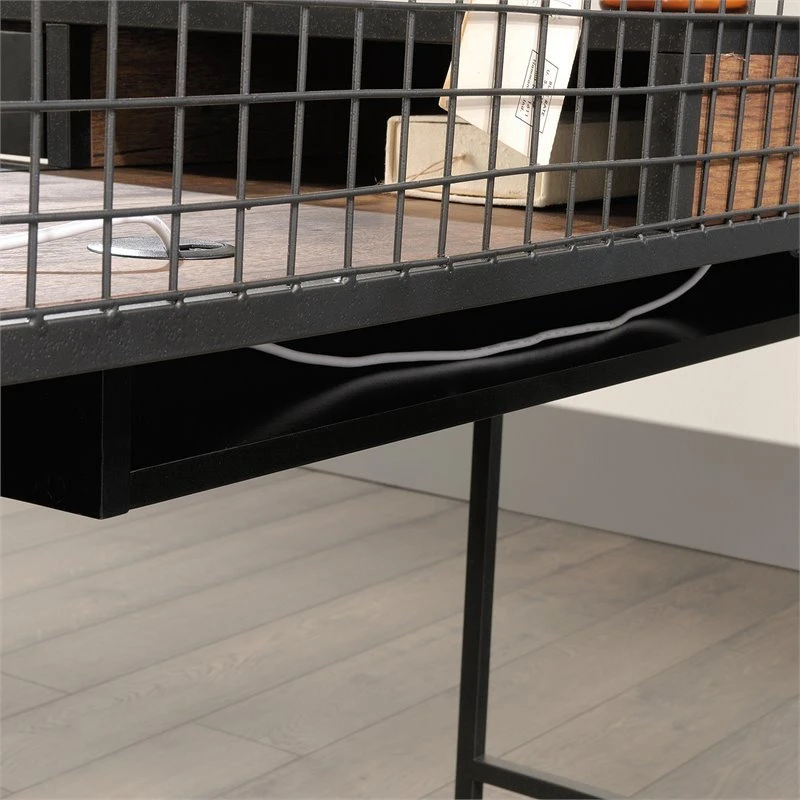 Sauder Boulevard Cafe Mid-Century Metal L-Shape Computer Desk In Vintage Oak 6 Sauder Boulevard Cafe Mid-Century Metal L-Shape Computer Desk In Vintage Oak - Image 4