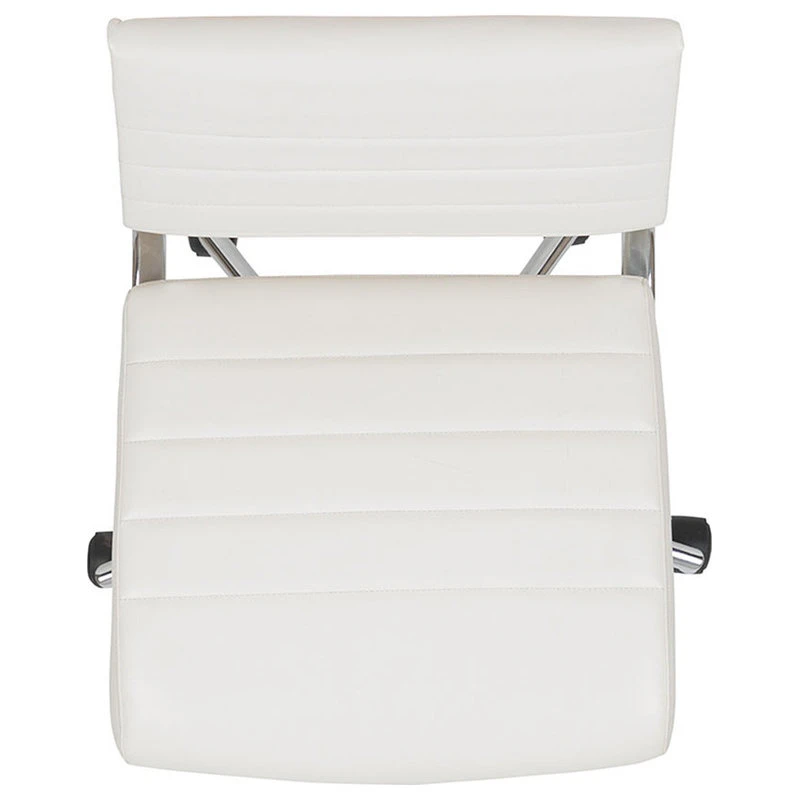 Offex Mid-Back Armless LeatherSoft Ribbed Executive Swivel Office Chair, White 12 Offex Mid-Back Armless LeatherSoft Ribbed Executive Swivel Office Chair, White - Image 10