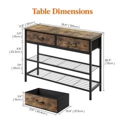 Anzy Rectangular 3-Tier Console Entryway Table With 2 Fabric Drawers, Rustic Brown 9 Anzy Rectangular 3-Tier Console Entryway Table With 2 Fabric Drawers, Rustic Brown -Boraam Industries Shop 73d1628c039962ae 0778 w800 h800 b1 p0