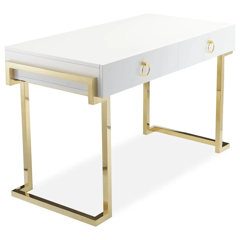 Pangea Home Julia Desk, Glossy White Lacquer 4 Pangea Home Julia Desk, Glossy White Lacquer - Image 2