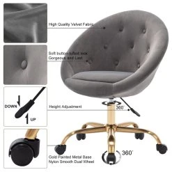 Duhome Elegant Lifestyle Button Tufted Velvet Papasan Rolling Chair, Grey -Boraam Industries Shop 7501abdb003f0709 6698 w800 h800 b1 p0