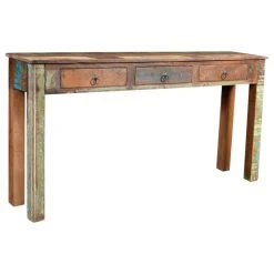 Vida XL International B.V. VidaXL Console Table With 3 Drawers Reclaimed Wood Entryway Hall Furniture