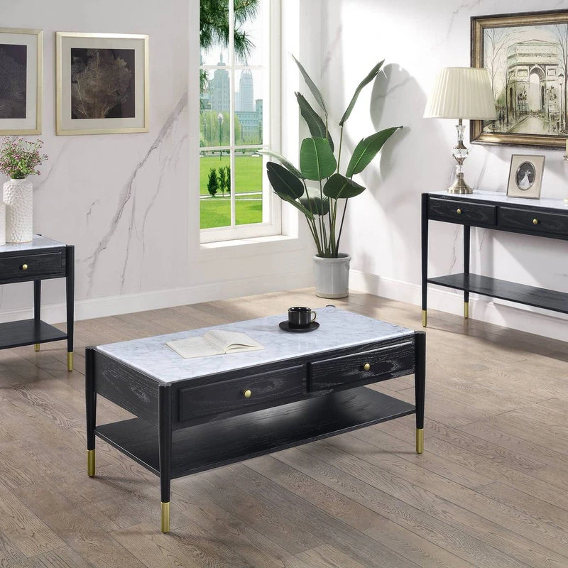 Acme Furniture Atalia Sofa Table, Marble And Black 6 Acme Furniture Atalia Sofa Table, Marble And Black - Image 4