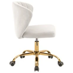 Meridian Furniture Finley Swivel And Adjustable Velvet Office Chair, Cream, Rich Gold Base -Boraam Industries Shop 764124e802682f21 4646 w800 h800 b1 p0