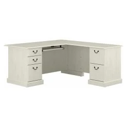 Bush Business Furniture Bush Furniture Saratoga L Shaped Computer Desk With Drawers In Linen White