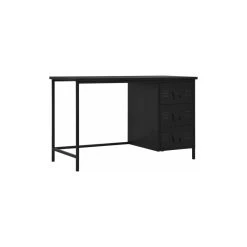 Vida XL International B.V. VidaXL Desk With Drawers Industrial Black Steel Writing Computer Workstation