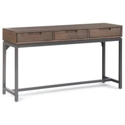 Simpli Home Ltd. Banting 54" W SOLID HARDWOOD And Metal Industrial Console Table In Walnut Brown