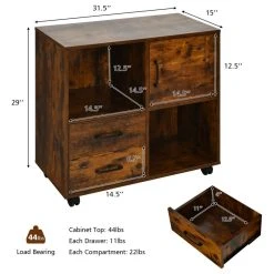 Costway File Cabinet Mobile Lateral Printer Stand With Storage Shelves Brown -Boraam Industries Shop 7a41fd4f014be4b4 5120 w800 h800 b1 p0
