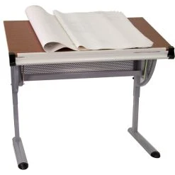 Flash Furniture Adjustable Drawing And Drafting Table With Pewter Frame