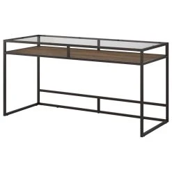 Bush Industries Anthropology 60W Glass Top Writing Desk With Shelf
