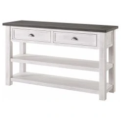 Martin Svensson Home Monterey Solid Wood Sofa Console Table, White, Gray