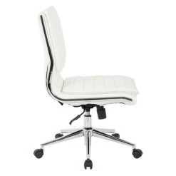 Office Star Products Armless Mid Back Manager's Faux Leather Chair In White With Chrome Base -Boraam Industries Shop 7c61b233014963d9 9196 w800 h800 b1 p0