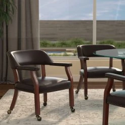 Comfort Pointe Cavett Caster Game Chair, Brown -Boraam Industries Shop 7d91162000117826 7890 w800 h800 b0 p0