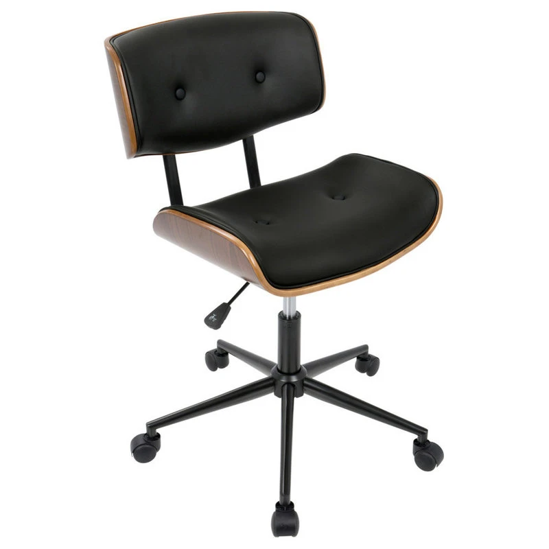 LumiSource Lombardi Height Adj. Office Chair, Walnut And Black 3 LumiSource Lombardi Height Adj. Office Chair, Walnut And Black