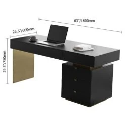 HOMARY 63" Black Office Computer Desk With Storage 6 Drawer Gold Leg -Boraam Industries Shop 803194440109029b 9074 w800 h800 b1 p0